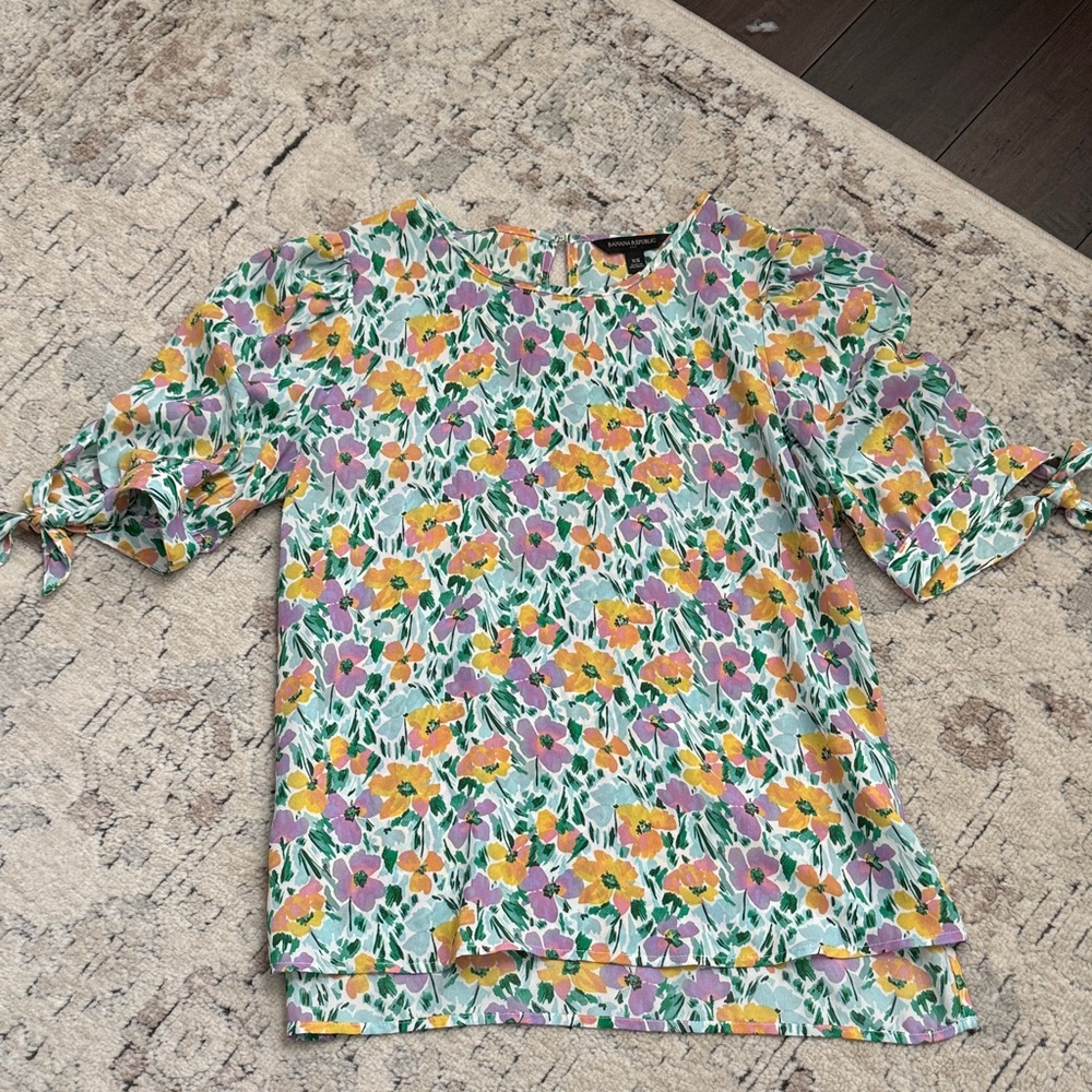 Banana Republic Floral Blouse - Yellow, Purple, Green